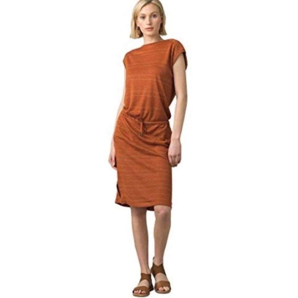 Prana Caris Cozy Up Dress Orange Brown Rust Color New with Tags Small
